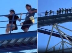 Το τρομακτικό βίντεο δείχνει θαμώνες του Six Flags να περπατούν στο τρενάκι του λούνα παρκ μετά από διακοπή ρεύματος