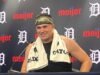 Το Tigers LHP Tarik Skubal ρίχνει από το ανάχωμα σε συνεδρία bullpen
